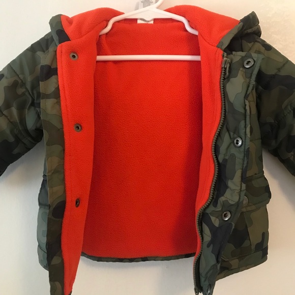 Little Me Puffer Jacket Camo 18 M Green Orange - Picture 7 of 16